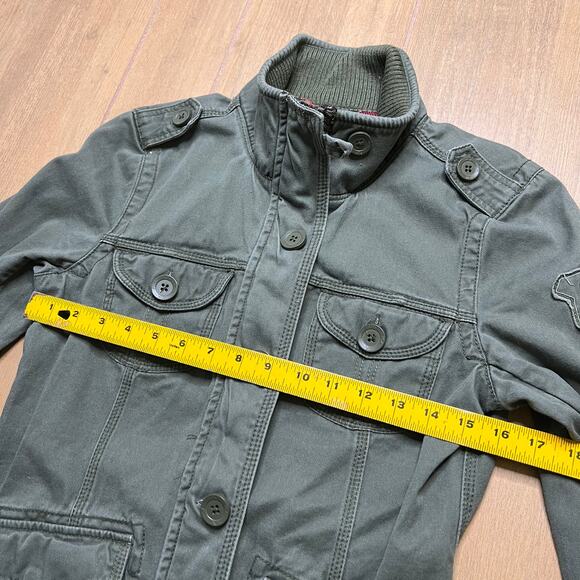 Y2K Fox Racing Women’s Army Green Military Style Zip & Button Jacket Sz Medium - Picture 8 of 9